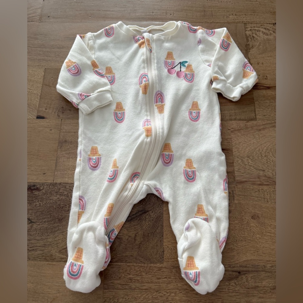 Pekkle cute Rainbow Print Kids One Piece footies size 3 months
